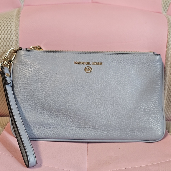Michael Kors Sky Blue Leather Wristlet - Picture 1 of 1